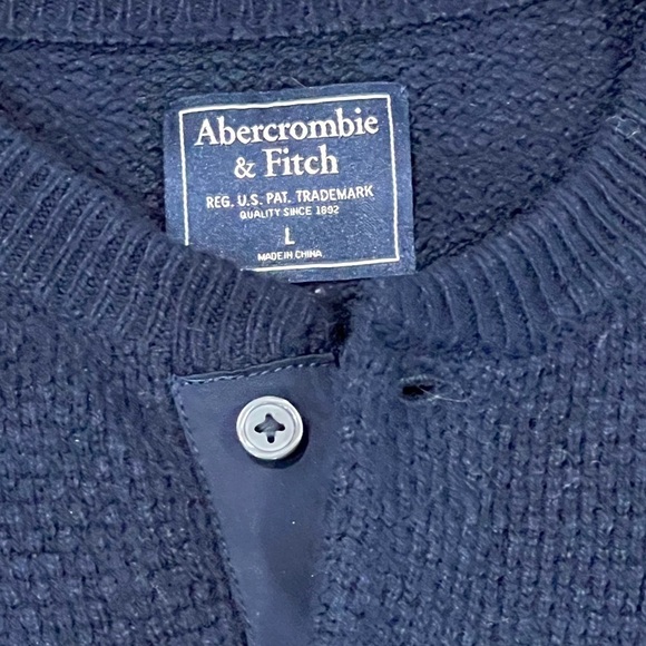 Men’s Large Abercrombie & Fitch A&F Wool Blend Knit Henley Pullover Knit Sweater - Picture 4 of 5